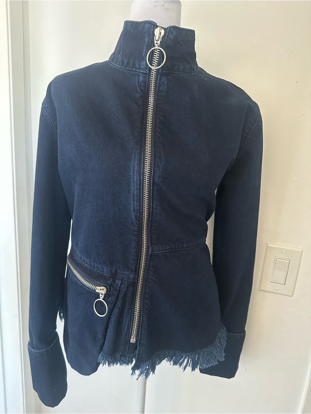 Marques' Almeida Frayed Denim Jacket - O-Ring
Zipper Biker Moto Style S - Picture 2 of 15